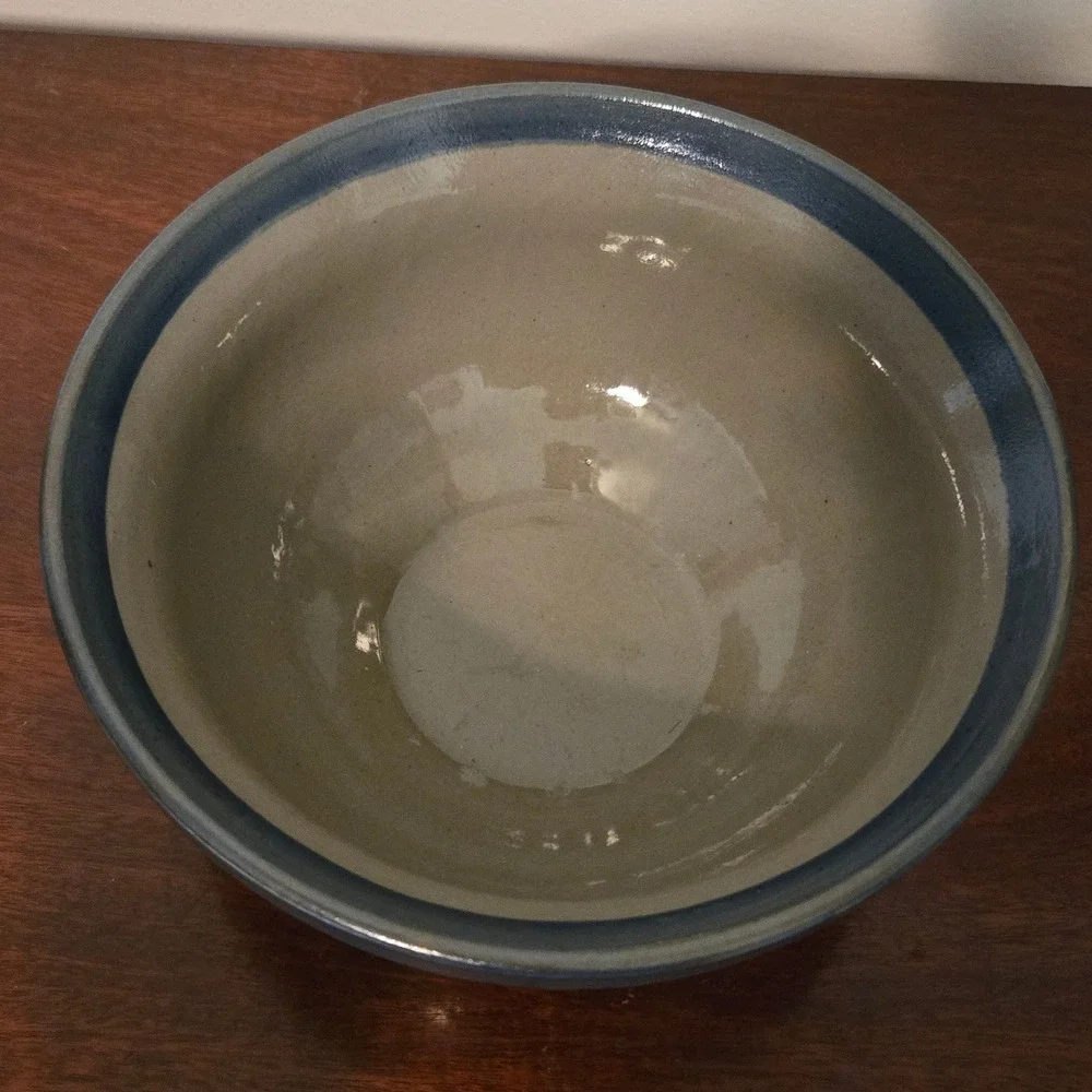 Beaumont Brothers Pottery BBP 1997 Hand Painted Cobalt Blue Stoneware Salt Glaze